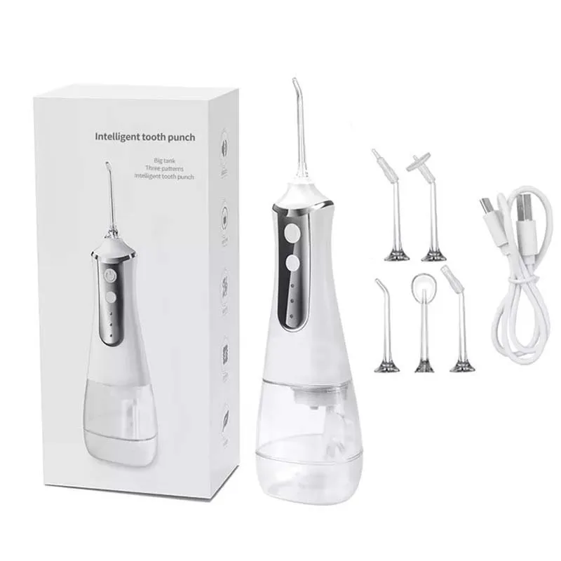 

Dental Oral Irrigator Water Flosser Pick for Teeth Cleaner Thread Mouth Washing Machine 5 Nozzles 300ml Floss Jet