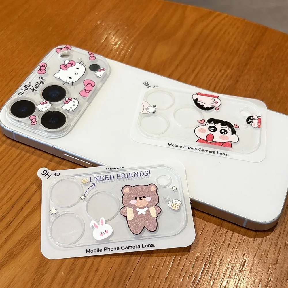 لطيف الكرتون كاميرا حامي عدسة فيلم آيفون 15 16 17 برو ماكس HD زجاج واقي ل 14Plus 13 غطاء كامل #2