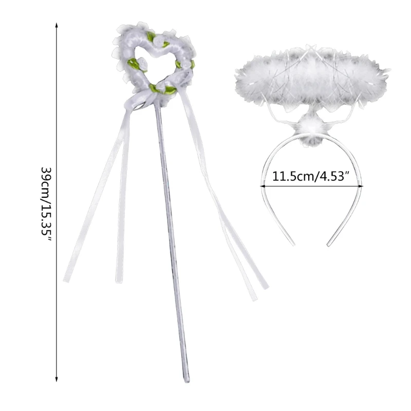 하트 천사 지팡이 세트와 천사 후광 머리띠 할로윈 멋진 드레스 의상