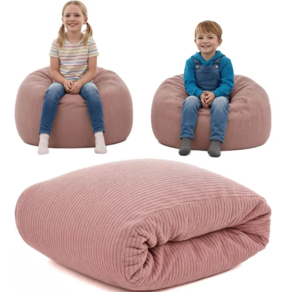 Corduroy Bean Bag Cover Removable Cover Without Inner Filler Sofa Chair Cover Single‑Seat Washable Cover Beanbag Slipcover