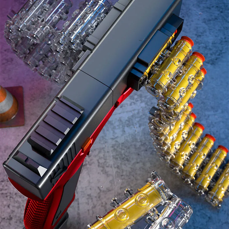 Pistola a proiettile morbida con catena di munizioni integrata mano a mano, pistola da battaglia PUBG