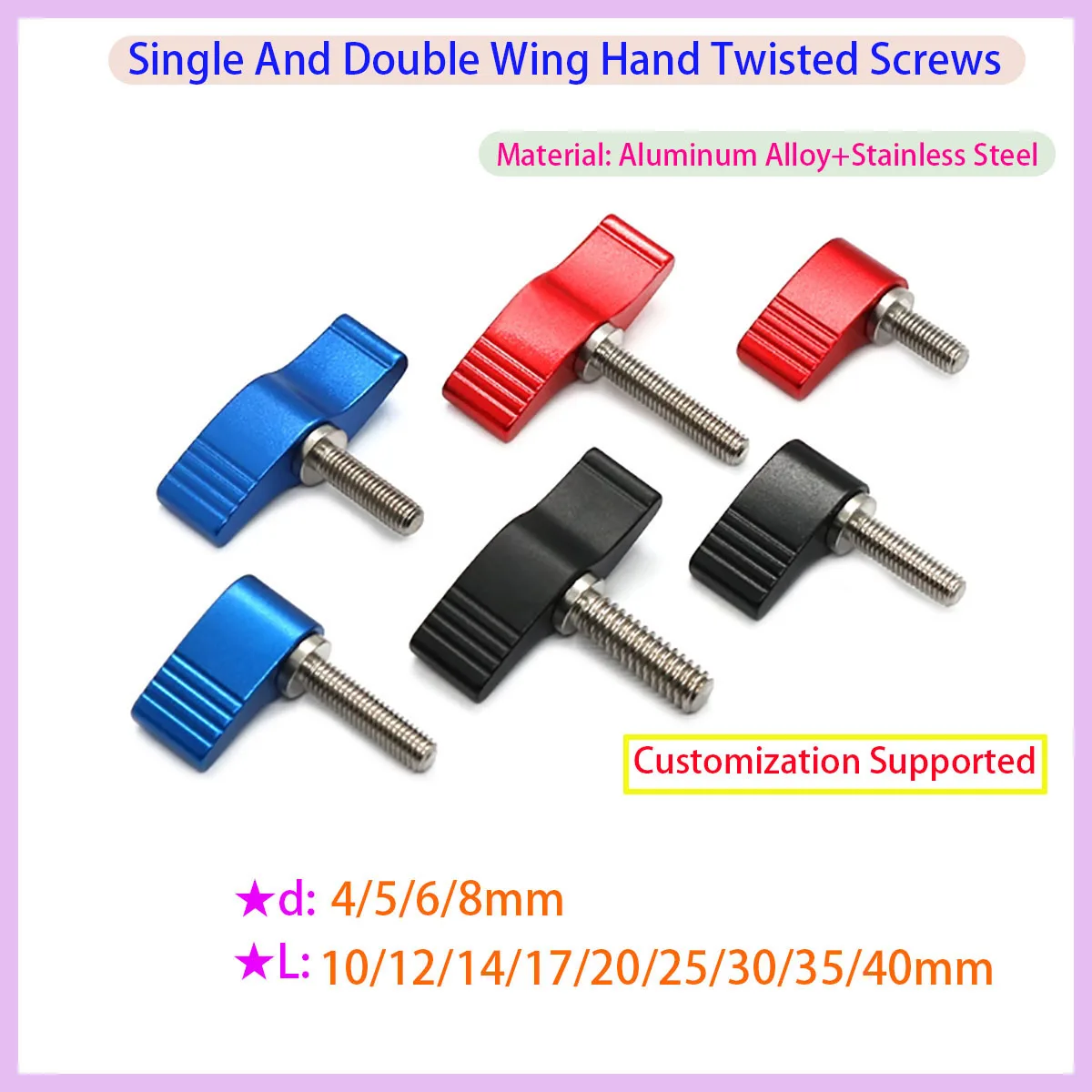 T-shaped Manual Tightening Screw Handle Adjustable Butterfly Screw, Used for SLR Track Rod Slider M4 M5 M6 M8