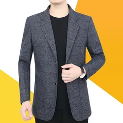 4-H3  Middle-aged Men's Autumn and Winter New Business Casual Suit Men's Thick Suit Jt Men's Top Middle-aged Dad's Suit