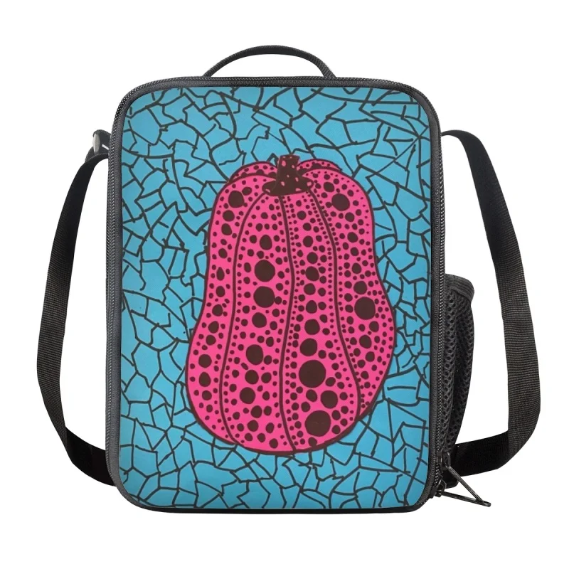 Bolsas de almuerzo para niños de arte abstracto de calabaza, bolsas de almuerzo aisladas portátiles con correa para el hombro, loncheras para hombres, mujeres, trabajo, picnic