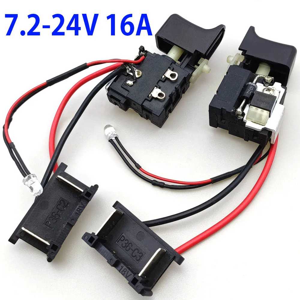 

1PCS DC 7.2-24V 16A 5E4 Electric Drill Dustproof Speed Control Push Button Trigger Switch DC Cordless Drill Switch