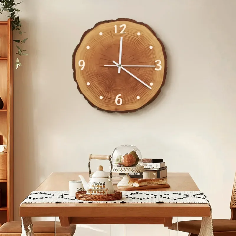 for Annual Ring Wabi Sabi Style Living Room Wall Clock Creative Desktop Ornament Decorative Painting Home Wall Hanging