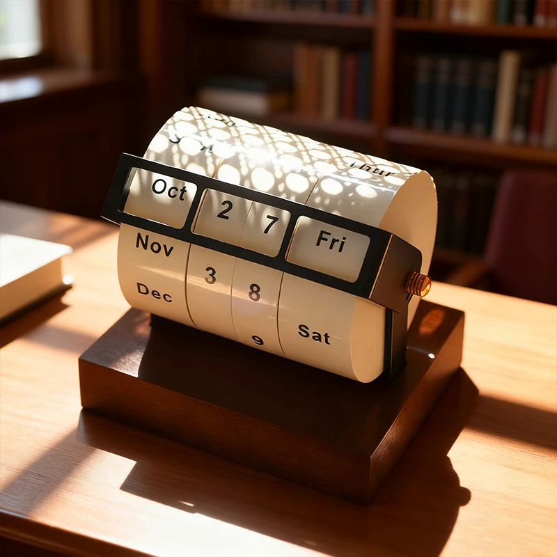 Calendrier perpétuel à roue, grand calendrier de bureau rotatif, ornements de bureau, calendrier perpétuel, compte à rebours