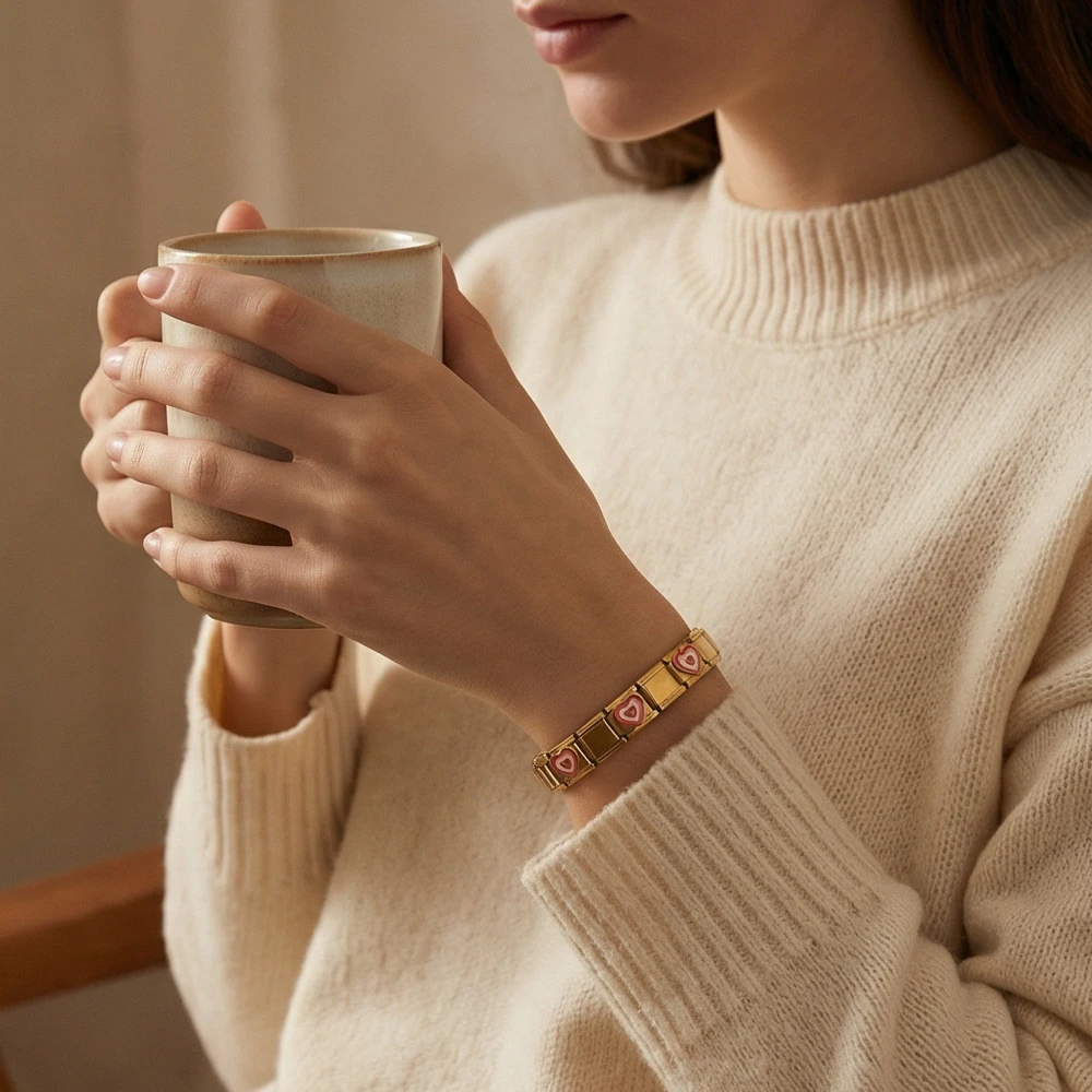 2026 Regenbogenfarbene Stern- und Herzanhänger für italienische Armbandglieder, passend für 9mm Edelstahl, Modeschmuckherstellung, DIY-Zubehör – Detail 5