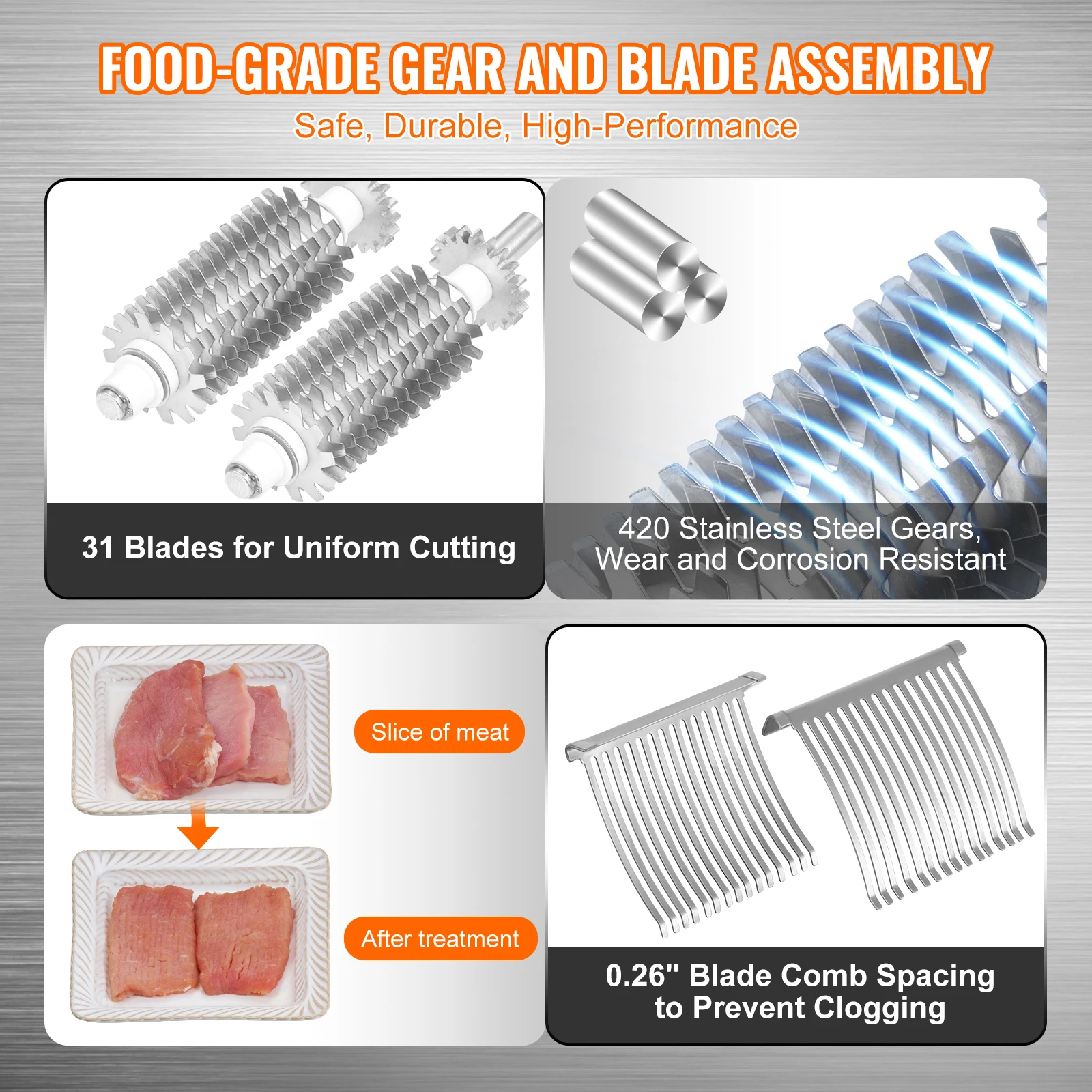 SucceBuy Commercial Meat Tenderizer Heavy Duty Stainless Steel Meat Tenderizer Machine Quick and Easy Manual Operation Kitchen
