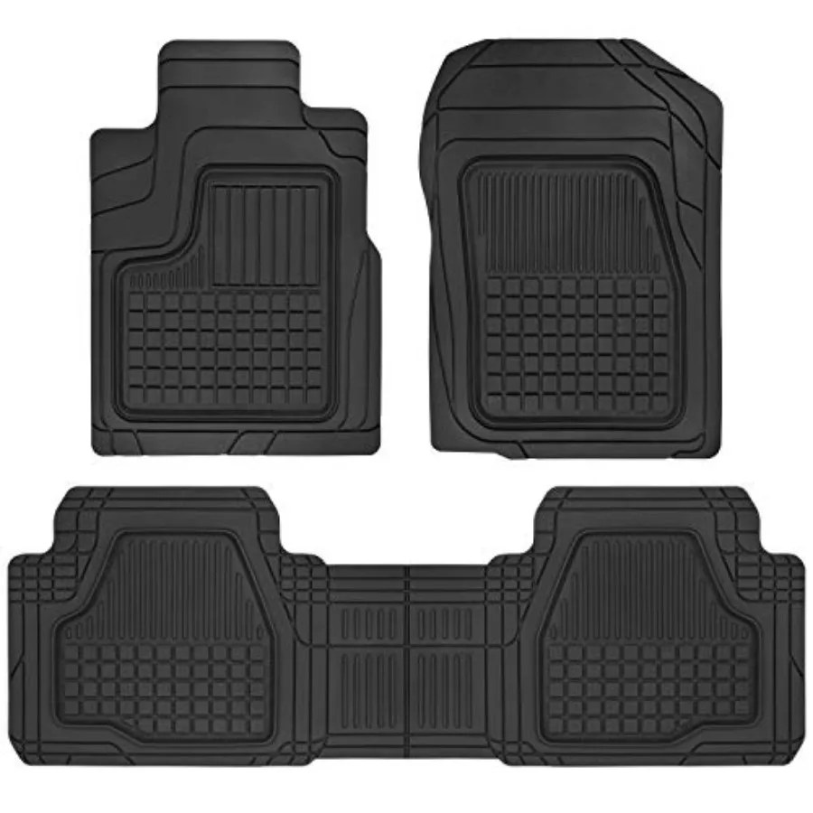 

3-Piece FlexGrid Rubber Floor Mats Pre-Trimmed for Honda CR-V Toyota RAV4 Ford Escape Trim-to-Fit Heavy Duty Weatherproof Water