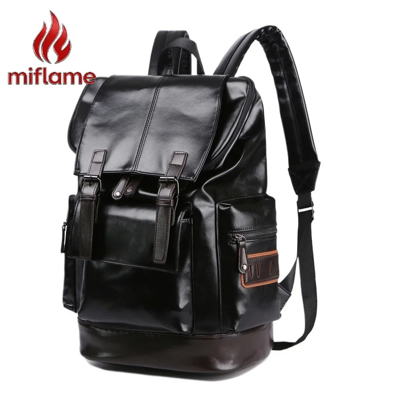 

Luxury Men's Backpack PU Leather Large Fashion Trendy Soft School Student Travel Business Casual Handbag Purse