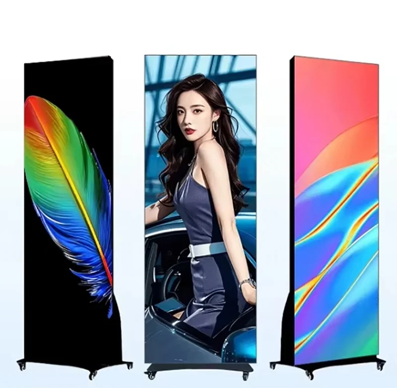 640x1920mm Foldable Poster LED Screen Indoor P1.86 P2.5 Standing Commercial Displays