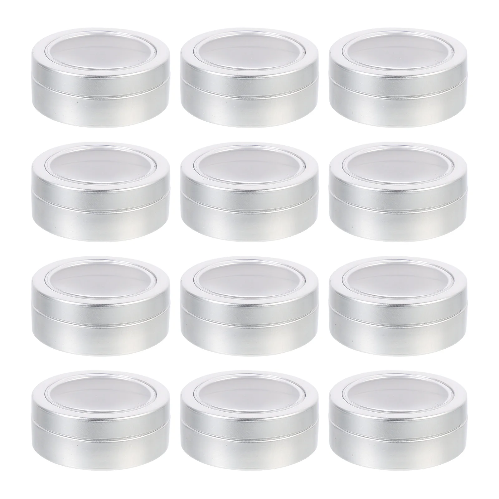 

12pcs Mini Aluminum Containers Airtight Travel Jars Clear Refillable Storage Beads Jewelry Earrings Sequins Nail Tips