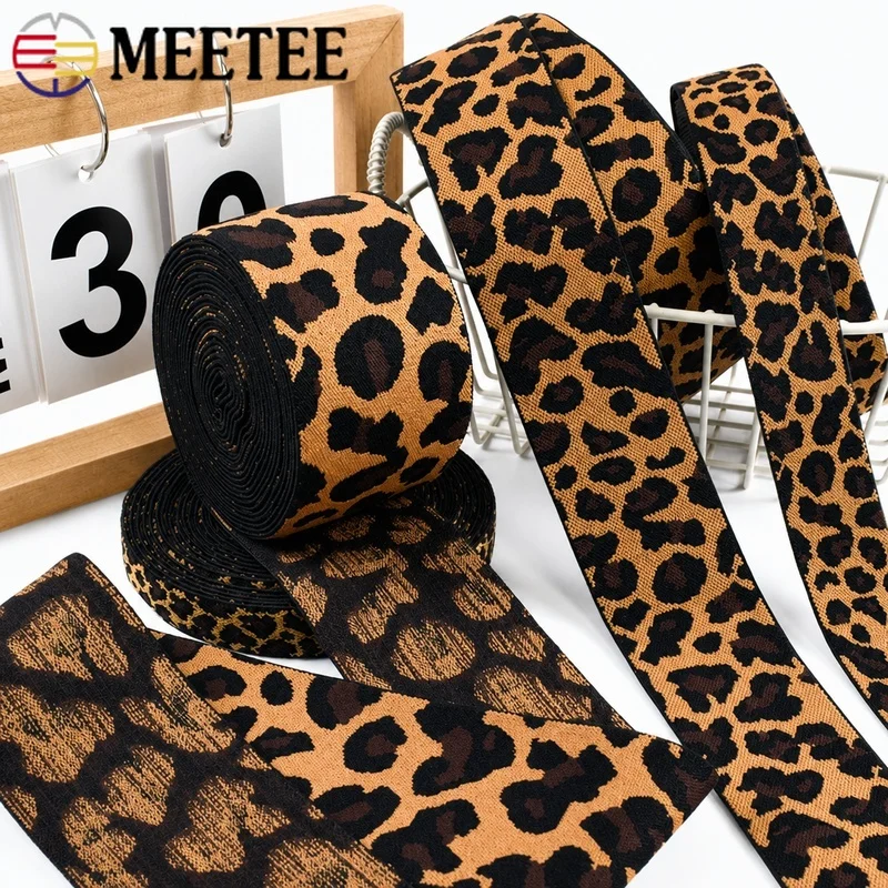 

5-20M 15-50mm Leopard Elastic Band Yoga Pants Belt Jacquard Rubber Bands Clothes Decor Streach Elastics Ropes Sewing Accessories