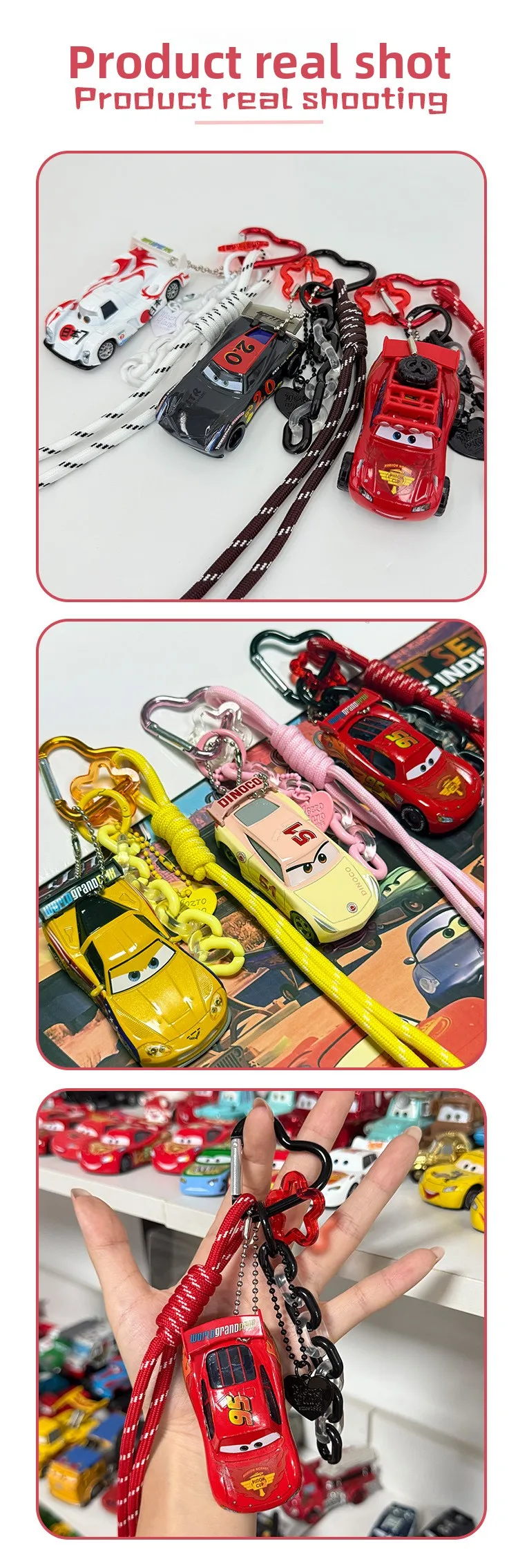 Neuer Lightning McQueen Auto-Schlüsselanhänger aus Legierung, Sammlerstück mit Lanyard und Dopamin-Kettenanhänger – Detail 31