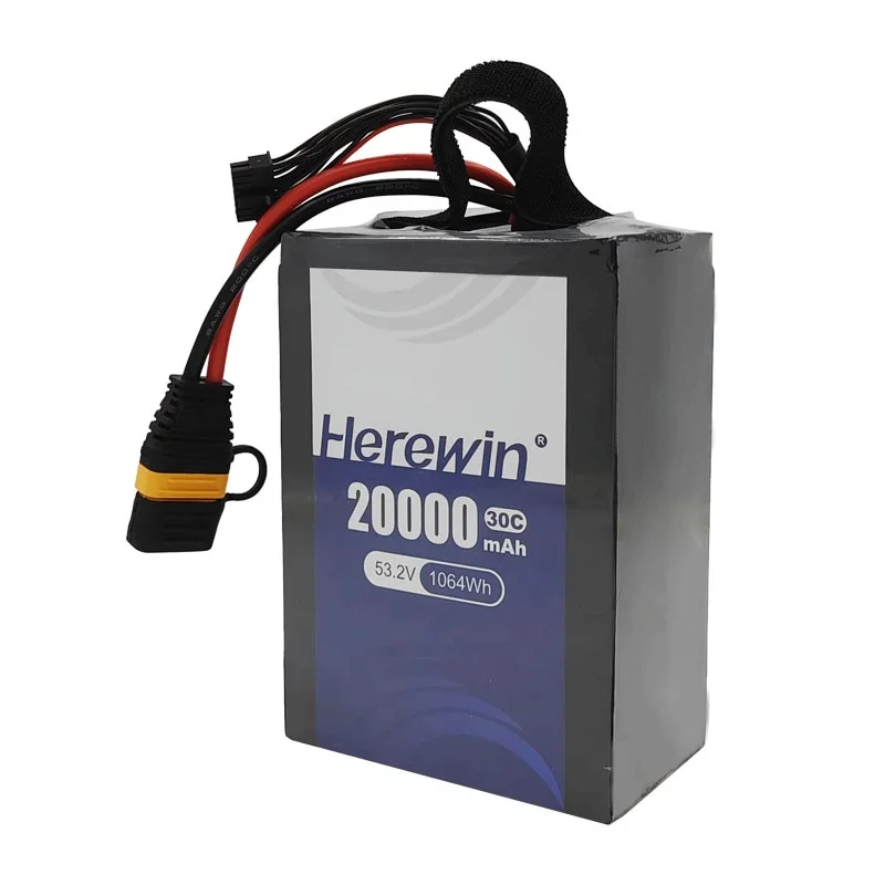 Herewin Hot Sell 5C Fast Charger 14S 20000mAh 53.2V Solid State 320wh/kg 50L Agriculture 30C Lithium Ion Batteries