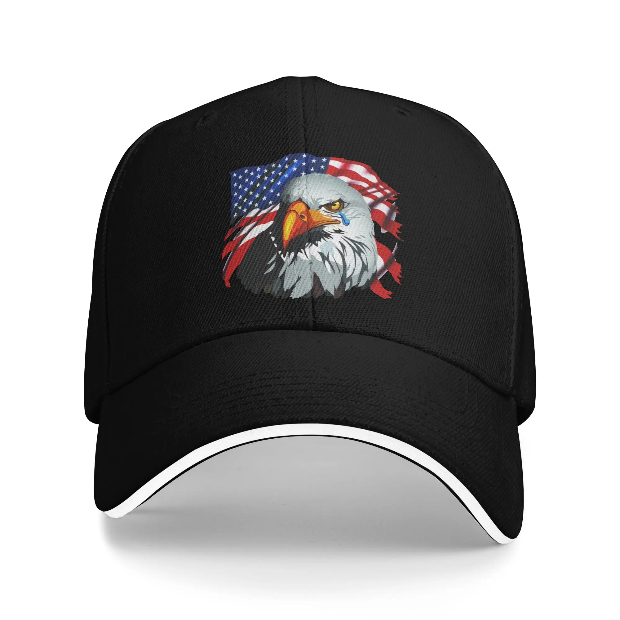 Custom Punk USA Flag American Bald Eagle Baseball Cap for Men Women Adjustable  Dad Hat Performance