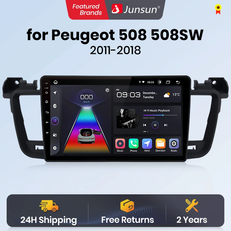 Junsun V1 AI Voice Wireless CarPlay Android Auto Radio for Peugeot 508 508SW 2011 - 2018 4G Car Multimedia GPS 2din autoradio