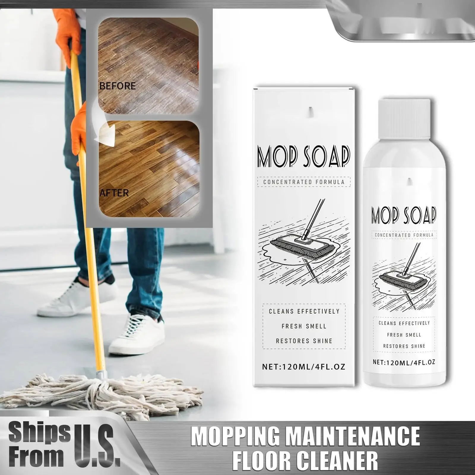 

120Ml Mop Cleaner Remove Stubborn Floors Stains Dirt Polishing Restore Natural Shine Household Floor Cleaning Solution