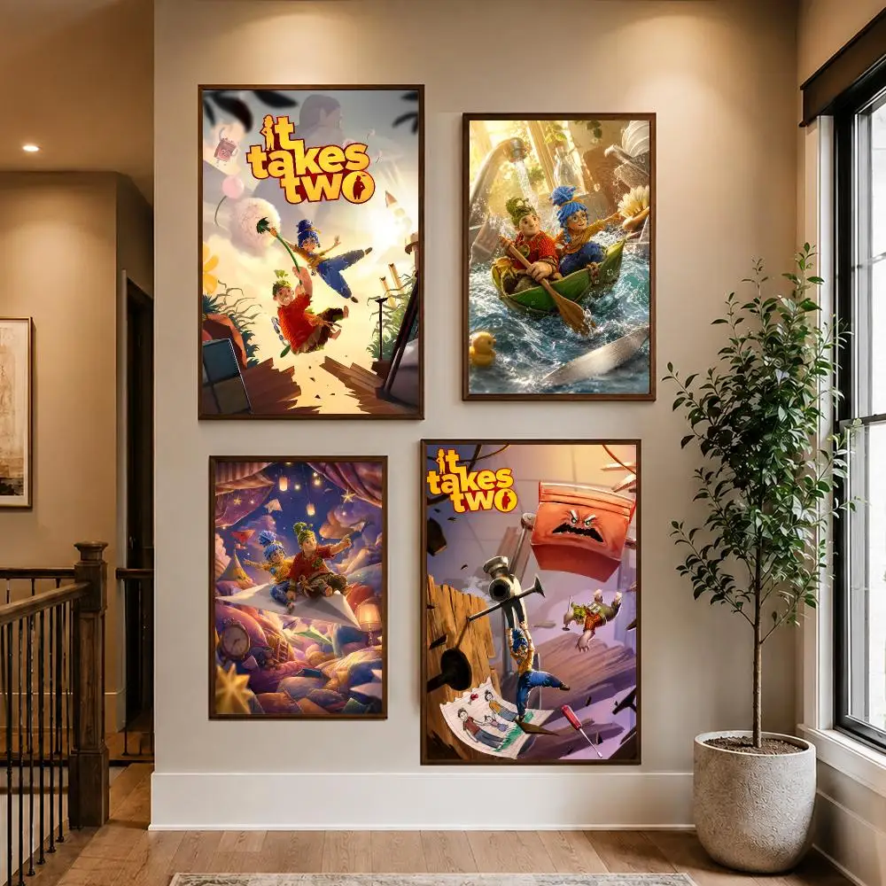 Game I-It Takes Two Poster HD Waterproof PP Self-Adhesive Removable Wall Art Poster for Bedroom Cafe Gym Home Decor Gift