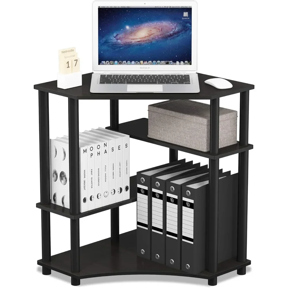 Turn-N-Tube Space-Saving Corner Desk, 2-Layer Multipurpose Corner Desk, Espresso/Black, 22.5 D x 31.1 W x 28.5 H inches