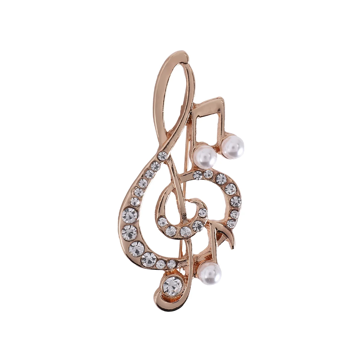 

AOA-Elegant Music Note Brooch For Women Girl Dress Accessories Gold Crystal Brooch Rhinestone Pins 5.6Cmx3Cm