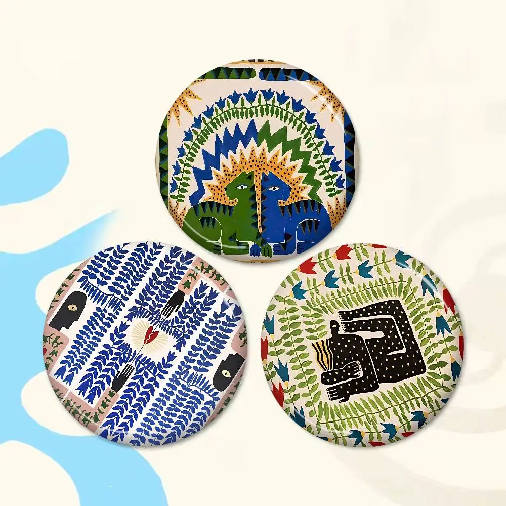 Ancient Egypt Tiger Leopard 58mm Cute Anime Figure Icon Badge Handmade Tinplate Brooch for Backpack Clothes Chest Ornament Gifts