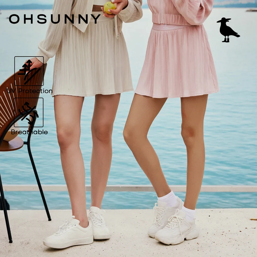 

OhSunny Tennis Skirts with Liner&Pockets,Women's Beach Pleated Skirt Chlorine-Resistant Short,for Summer Vacation Travel Sport