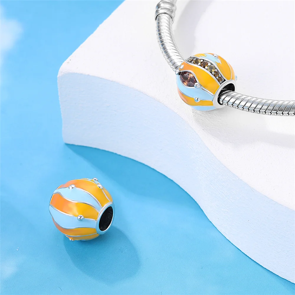 Colorful Zircon Planetary Space Starry Sunflower Beads Charms Fit Diy Original Bangle Bracelet 925 Silver Women Jewelry Gift