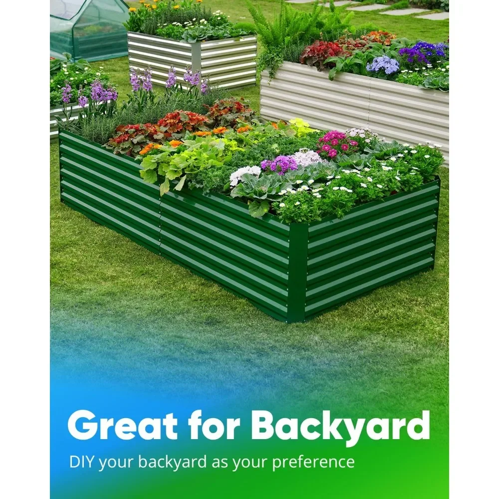 

Galvanized Raised Garden Bed, 8x4x2ft Tall Metal Planting Box for Backyard Outdoor Bottomless Vegetables with 2 Tomato Cages