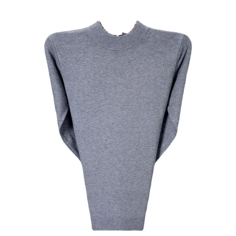 

2023 Autumn and Winter Men's New Mid aged Half High Neck Sweater Casual Warm Woolen Sweater Solid Color Underlay Top