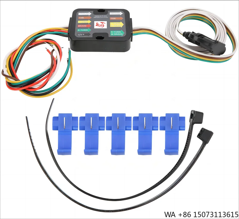 4-Pin 3-Wire to 2-Wire Trailer Tail Light Converter Wiring Harness