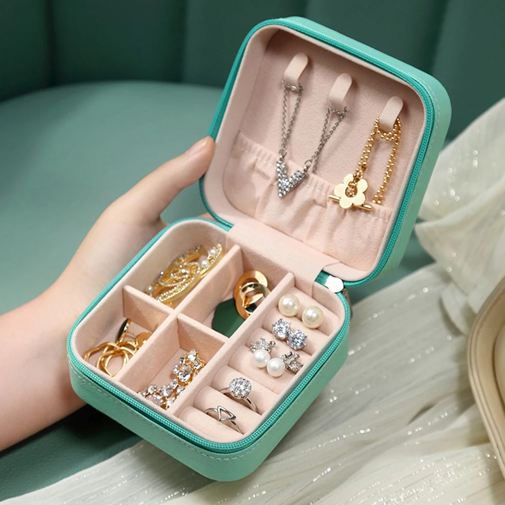

Portable Jewelry Storage Box Home Travel Organizer Jewelry Case Storage Earrings Necklace Ring Jewelry Organizer Mini Case