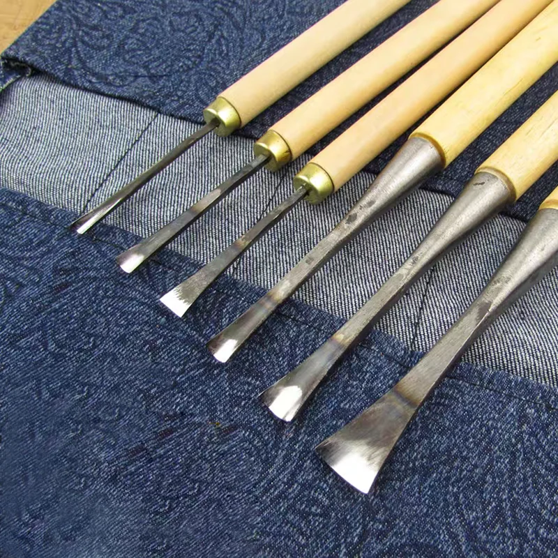 10-teiliges Holzschnitzerei-Meißel-Set, Handwerkzeuge für Wurzelschnitzerei & Holzskulptur, Grobformung & Feinbearbeitungswerkzeuge – Detail 8