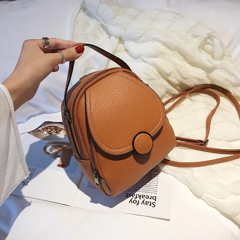 Mini flap backpack, casual convertible crossbody dome bag, faux leather top handle daypack (7.87*9.06*3.15) inch