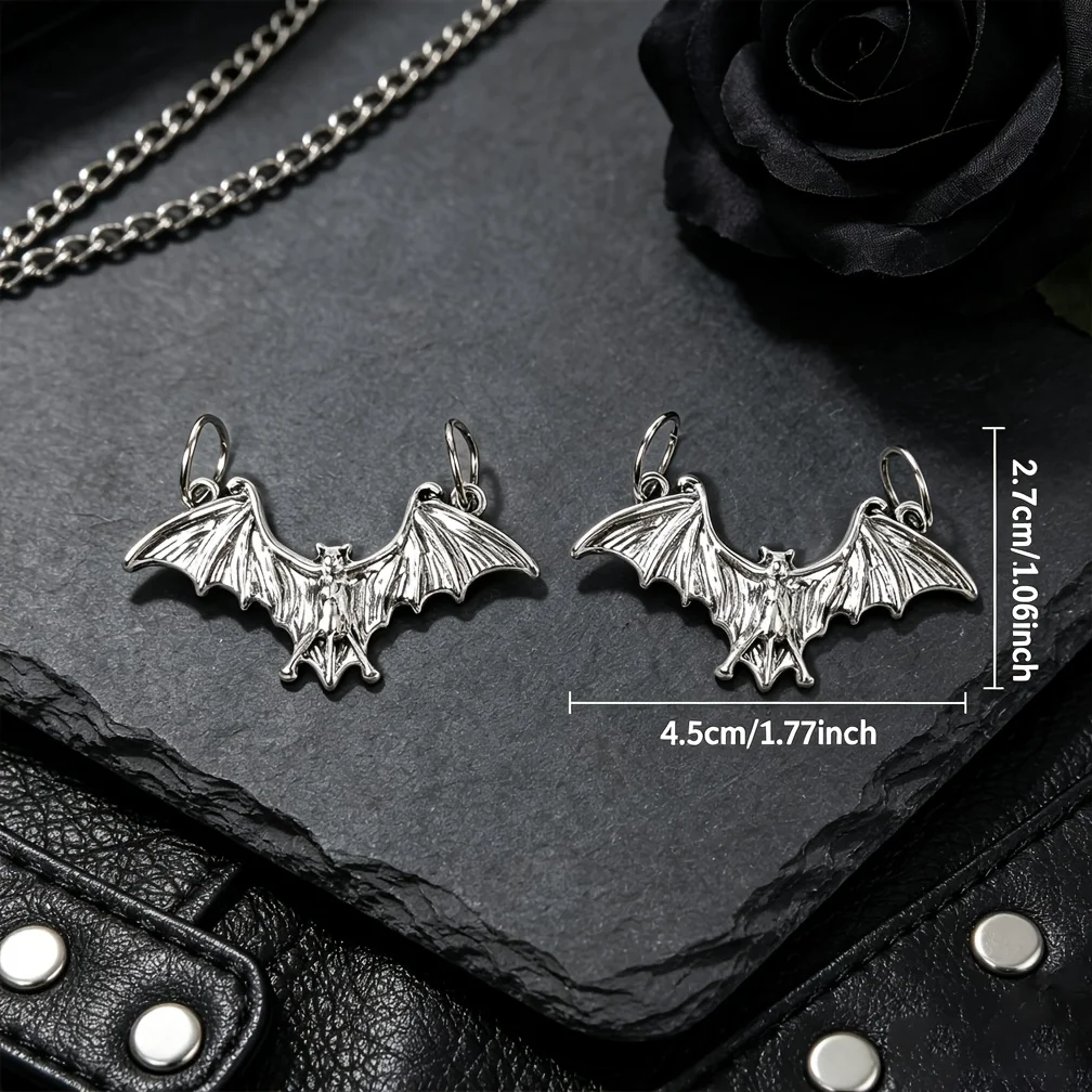 2 Pieces Dark Romantic Style Bat Pendant Shoe Charms, Suitable for Daily Wear, Themed Parties, Halloween and Gifting