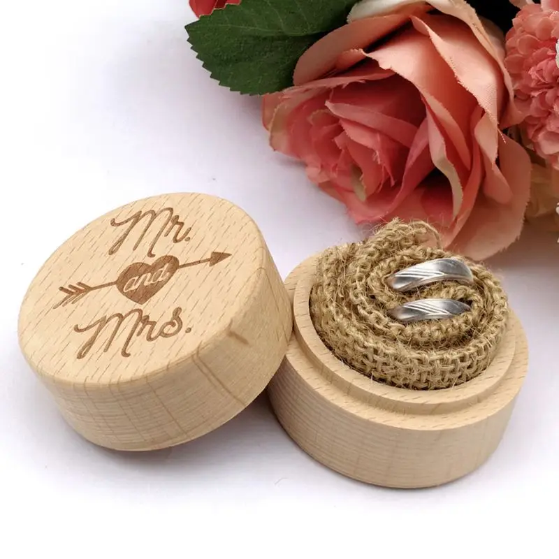 Rustic Wedding Wooden Ring Box Jewelry Trinket Storage Container Ho