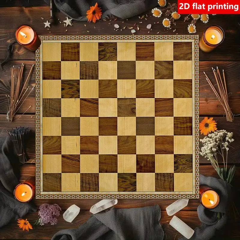 VIKAMA Retro Wood Grain Chess Board Tarot Tablecloth Altar Cloth for Divination Spiritual Room Decor Witchy Aesthetic