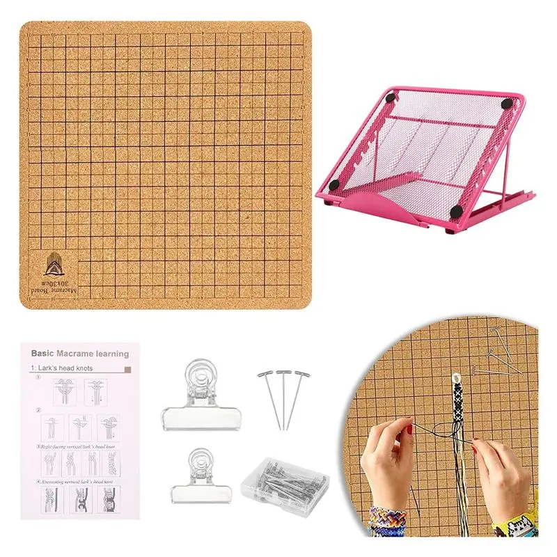 

ABJN-Lace Plate And Metal Adjustable Bracket With T-Pin Clip Lacemaking Supplies Lacemaking Tool For Braided Cord Bracelets