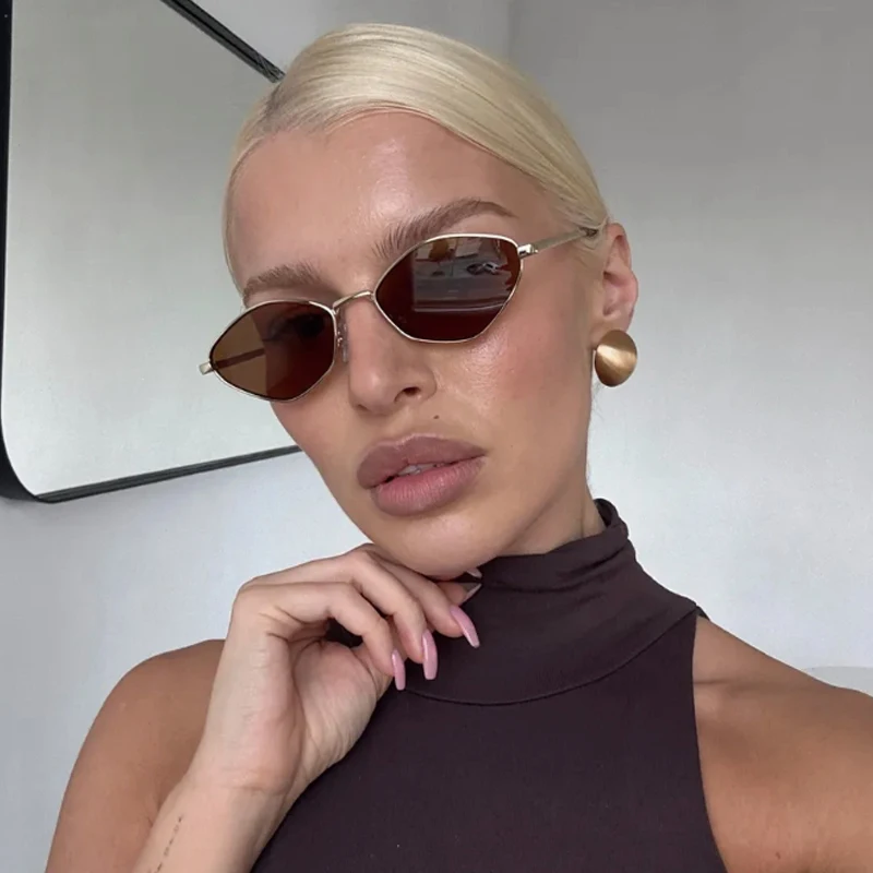 المشي لمسافات طويلة التخييم 3 قطع أزياء المعادن المضلع مكافحة نظارات الضوء شخصية النساء العلامة التجارية مصمم في الهواء الطلق الأشعة فوق البنفسجية حماية النظارات