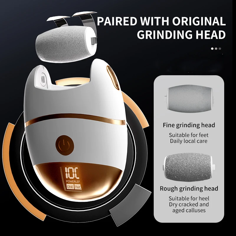 1 ملمع قدم كهربائي بشاشة رقمية قابلة لإعادة الشحن، رأس تلميع قابل للاستبدال، يستخدم لتلميع الجلد السميك، شحن USB