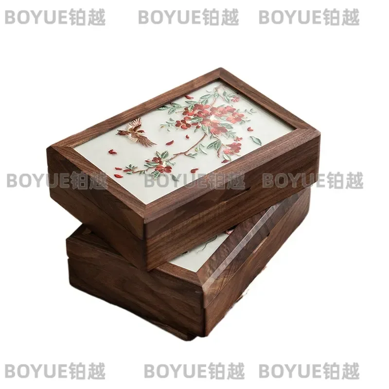 Embroidered Jewelry Box Organizer Storage Case Wedding Birthday Gift for Bride Girlfriend Friend Elegant Keepsake Container