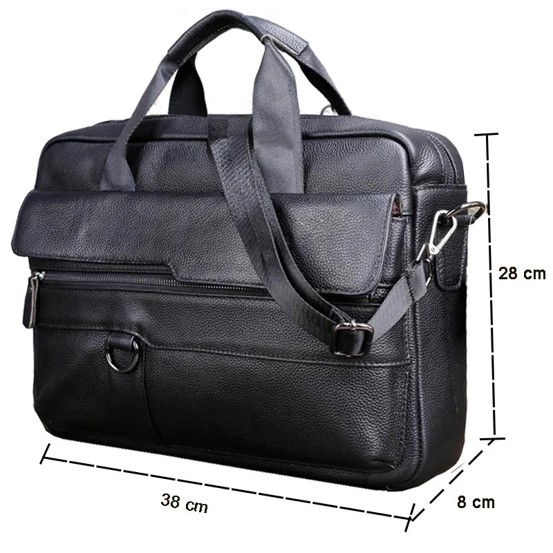 Large Men's Genuine Leather Handbag for Men Business Travel A4 Paper Messenger Bag 14 Inch Laptop Shoulder Bag Male Briefcase