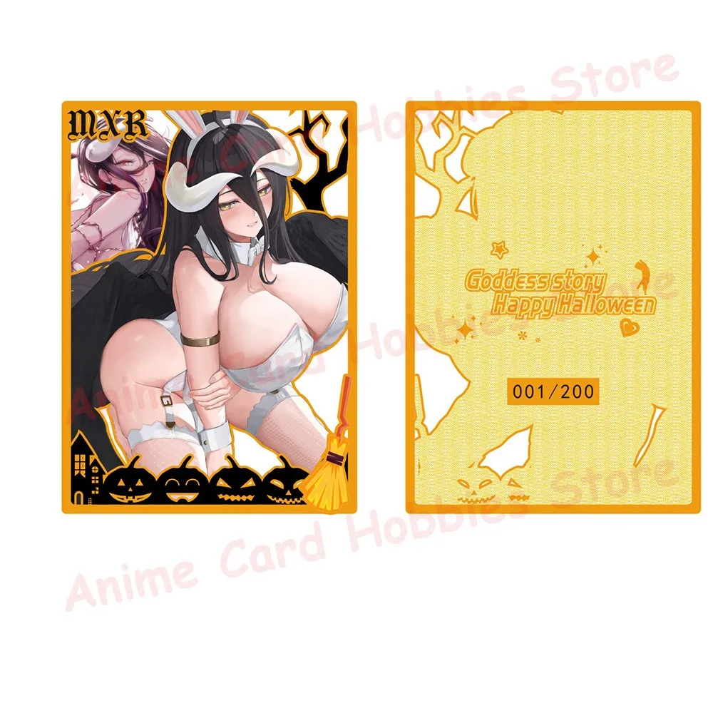 New Goddess Story Naruto MSR MXR Metal Cards Albedo Nami Yor Gorger Makima Rem Power Anime Girl Bikini Metal Card Kids Toy Gift