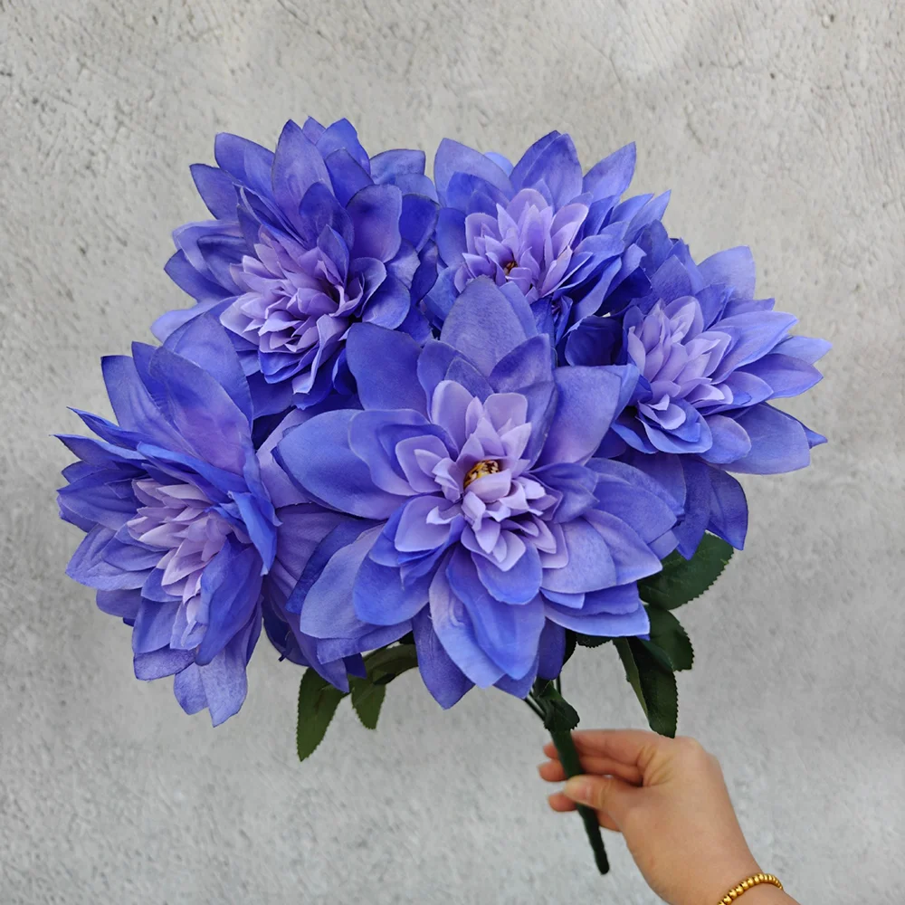 Künstliche Dahlie-Blumen mit 7 Köpfen – realistischer künstlicher Dahlienstrauß für Heimdekoration, Hochzeits-Mittelstücke, Party-Dekoration – Detail 9