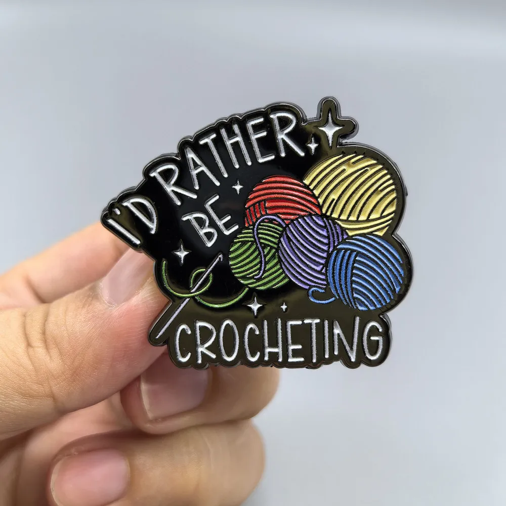 Eu preferiria ser crochê dos desenhos animados esmalte broche tricô fio colar lapela pinos emblemas broches moda jóias acessórios