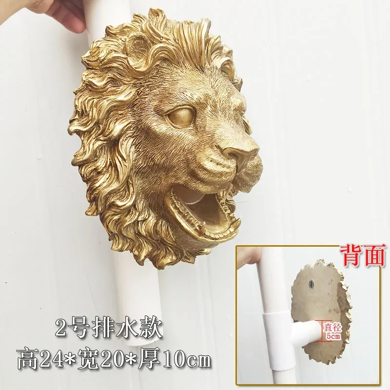 

X Fountain Nozzle Head Wall Hanging Lion Head Resin Handicraft Home Decoration Landscape Water Fountain Pool Outdoor Sculpture