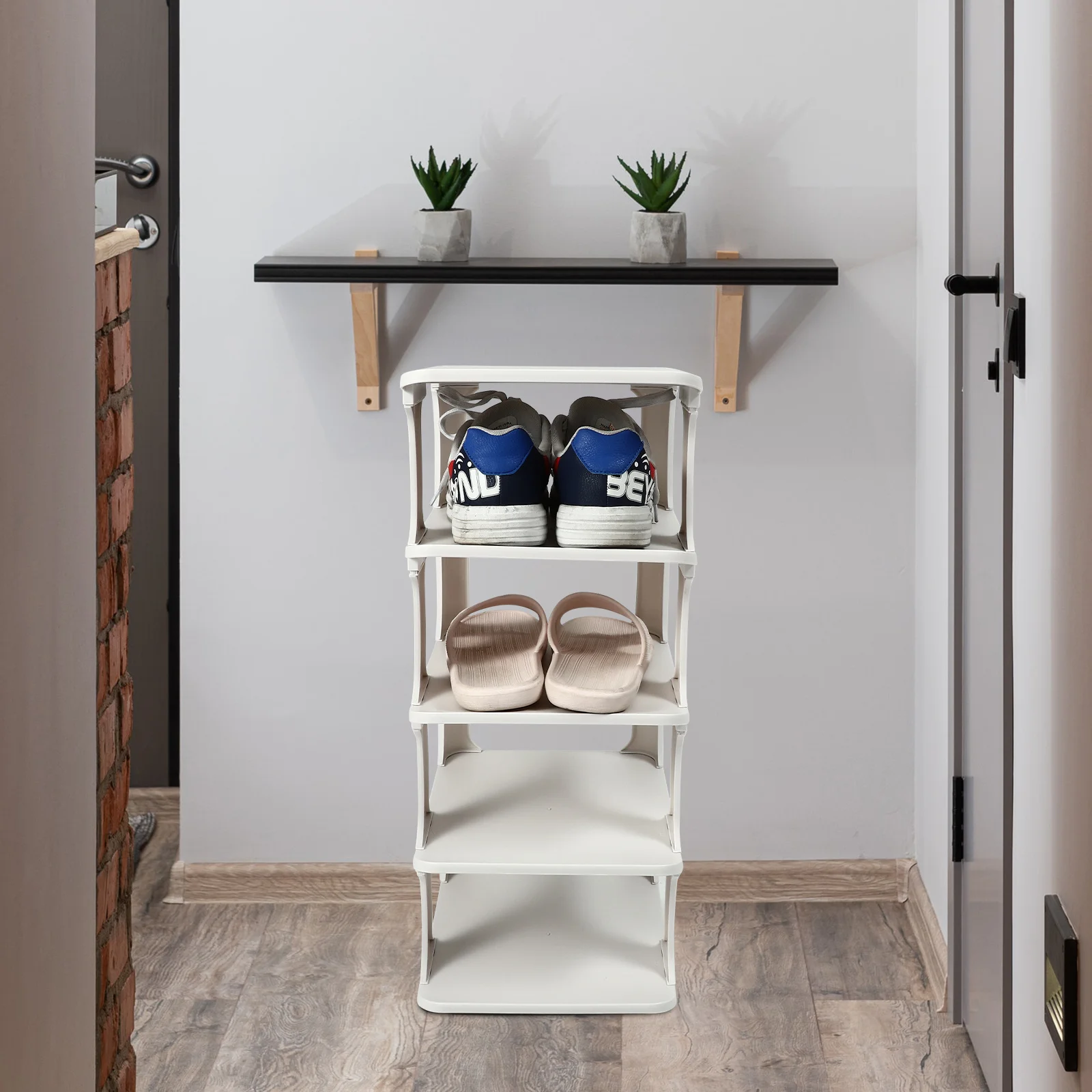 

Simple Elegant Shoe Stacker Vertical Or Flat Placement Multi-Layer Shoe Storage Rack Space-Saving Entryway Organizer