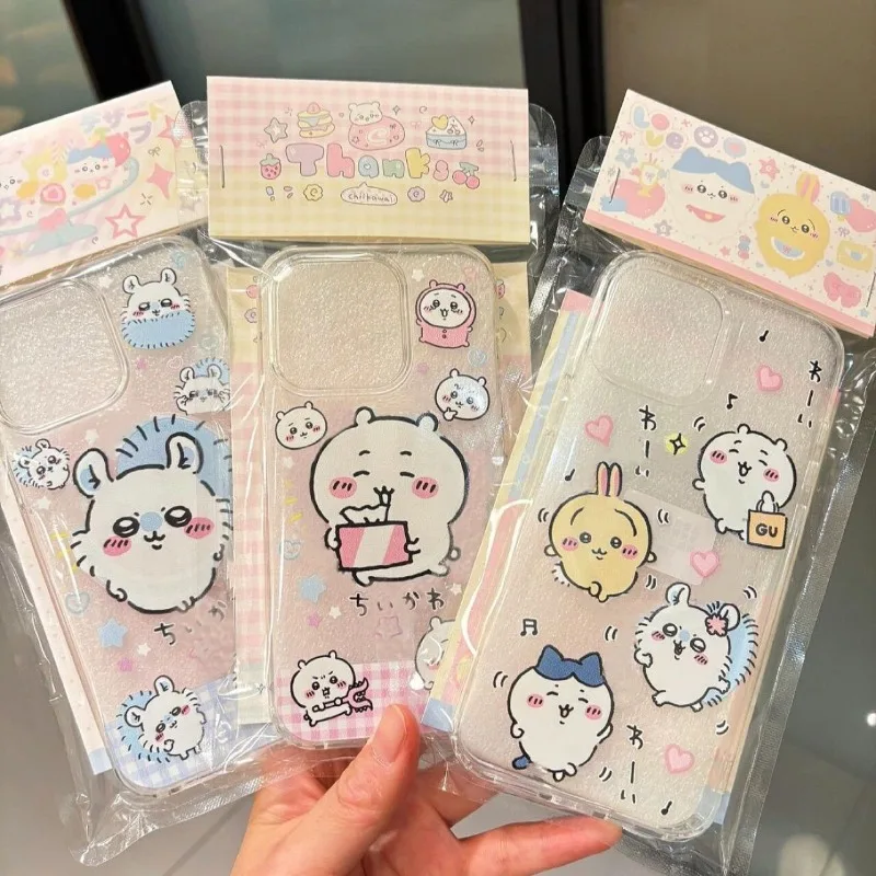

New Kawaii Sanrio Chiikawa Transparent Silicone All Inclusive Phone Case for iPhone 16 15 14 12 13 11 Pro Max Fall Prevention