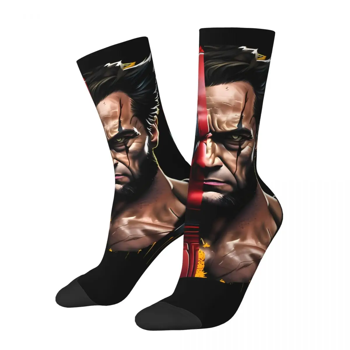 Happy Funny Men's compression Socks Popular Movies Retro Harajuku Deadpool & Wolverine Hip Hop Novelty Seamless Crew Crazy Sock